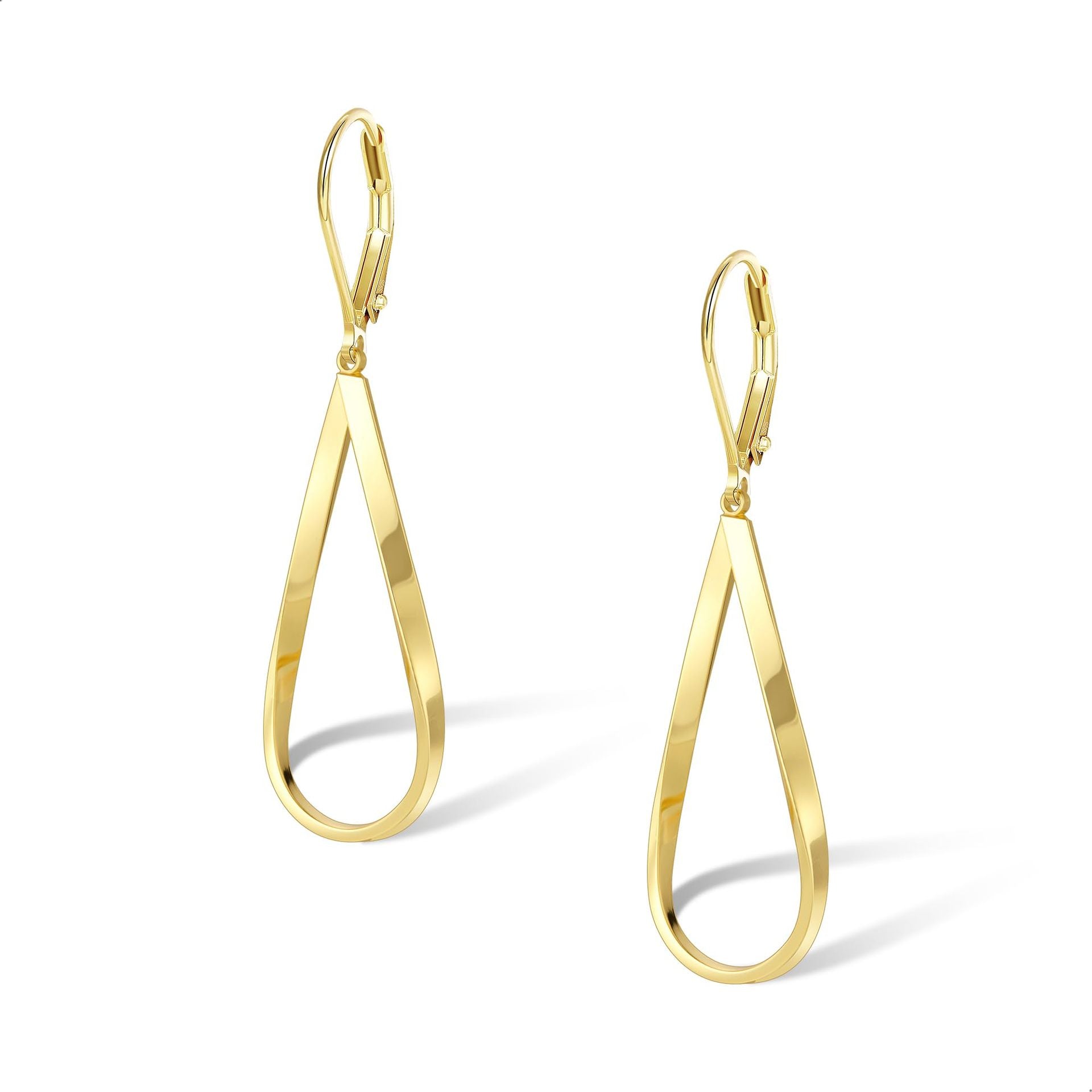 Gold  Earrings for Women Hypoallergenic Leverback Drop Dangle Earrings Trendy 14K Gold Plated Twisted Spiral Teardrop Rhombus Heart Dangle Earring for Women Dainty Fashion Jewelry Gifts -dropshippingabc.com