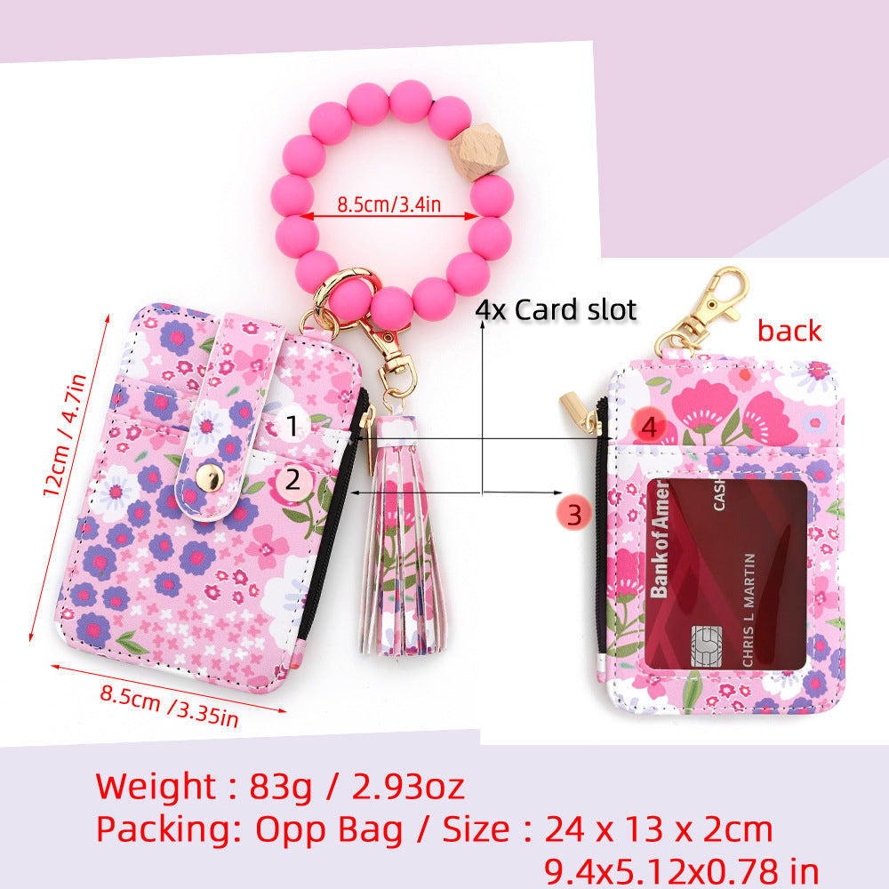 ID bag, silicone bracelet, floral folded edge card bag, TK printed leather wallet, keychain. -dropshippingabc.com