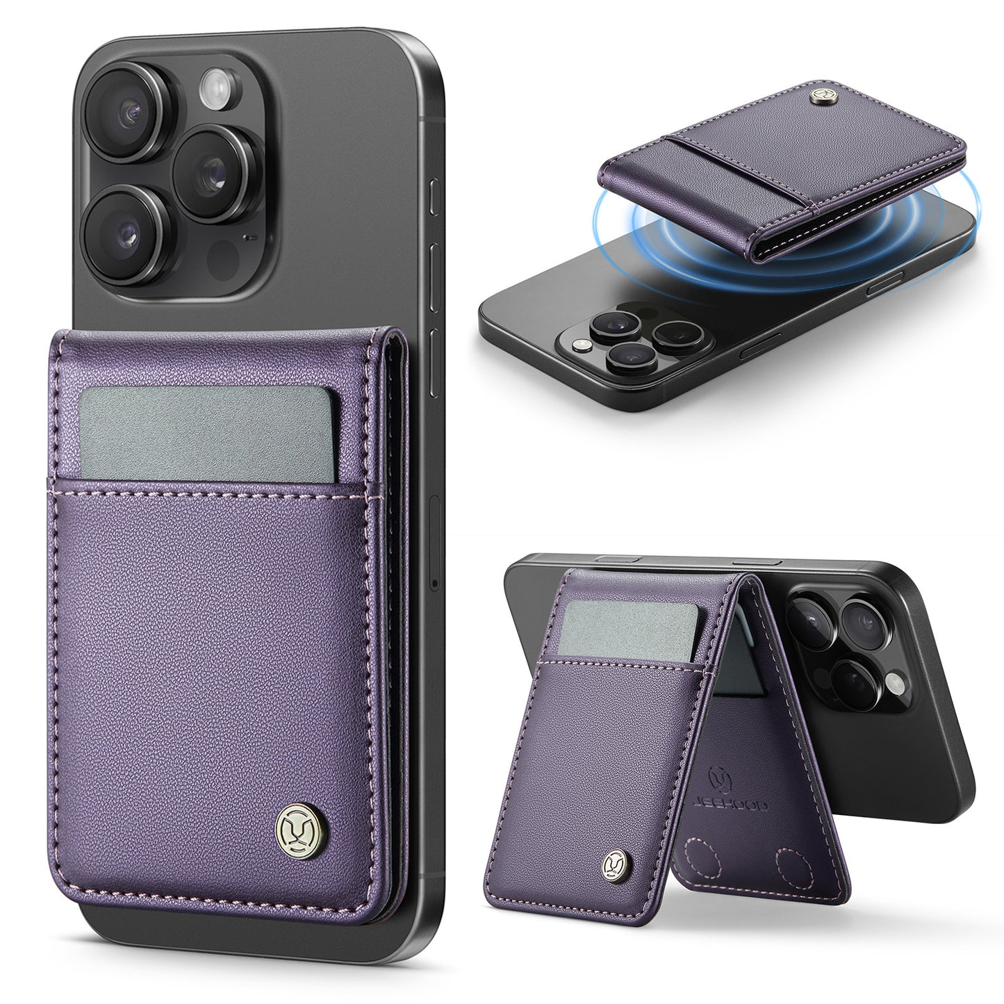 Magsafe ring magnetic card case  for iPhone17 card anti-theft brush 16/15/14/13 zipper change bag Wallet Magnetic Card Holder RFID Blocking, PU Leather Minimalist Phone Wallet Compatible with MagSafe Phones