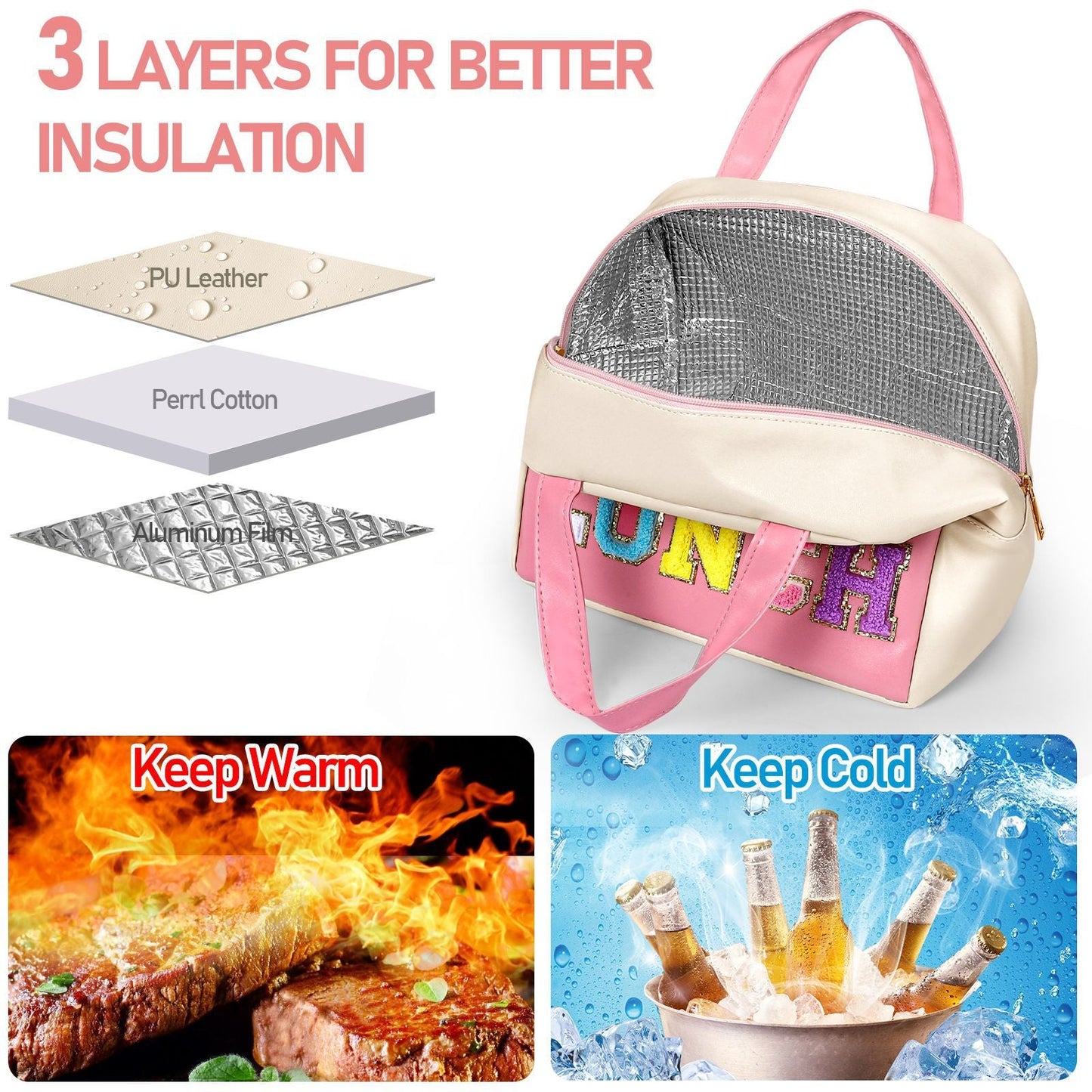 Embroidered Bento Bag - Student Lunch Box Handbag with Fresh-Keeping Large Capacity Thickened Ice Compartment -dropshippingabc.com