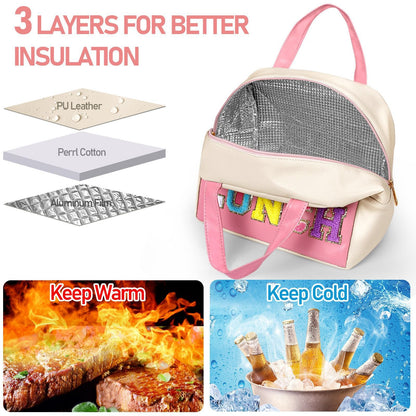 Embroidered Bento Bag - Student Lunch Box Handbag with Fresh-Keeping Large Capacity Thickened Ice Compartment -dropshippingabc.com