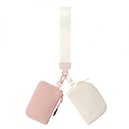 Waterproof Nylon ID Bag - Double Bag Multi-function Wristlet Wallet with Keychain for Women -dropshippingabc.com