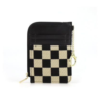 Retro Plaid Multi-Card Holder - Change Bag Wallet with Keychain for Cards, Coins & SIM -dropshippingabc.com