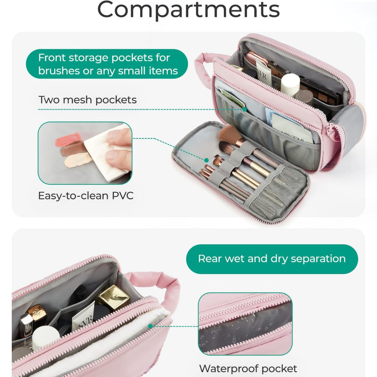 Portable Travel Toilet Bag - Compact Cosmetic Bag with Organizers for Makeup Storage -dropshippingabc.com