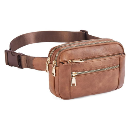 Versatile PU Splicing Fanny Pack – Crossbody Breast Bag, Waist Bag for Travel & Sports, Chest Purse, Belt Bag with Multiple Uses -dropshippingabc.com