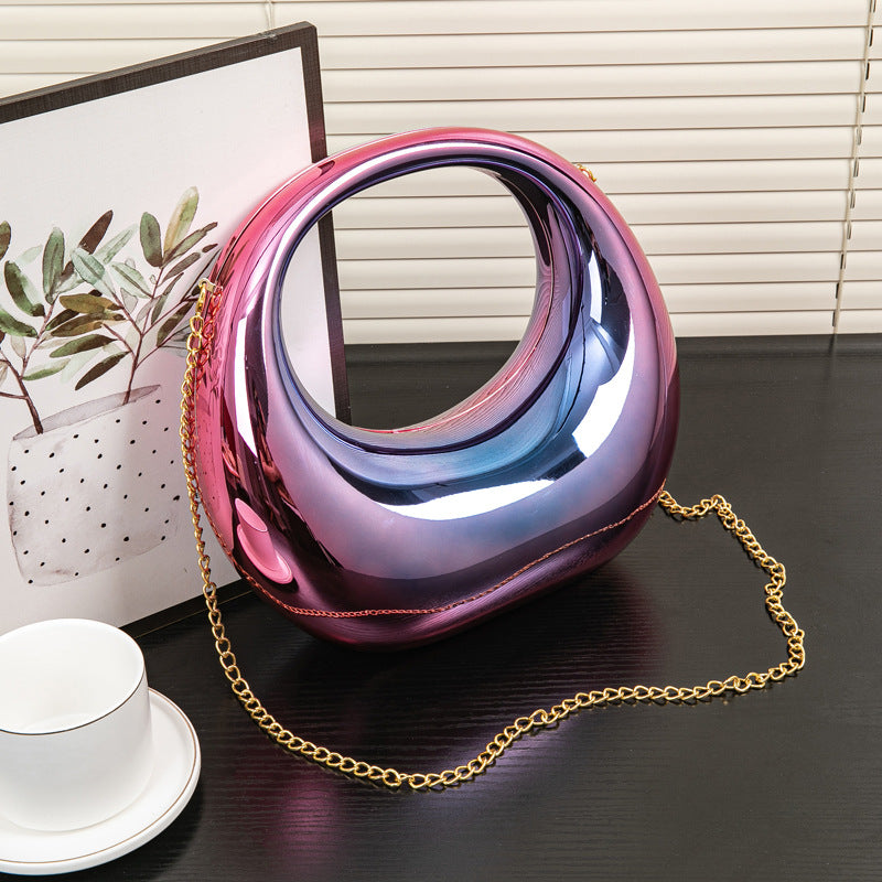 Acrylic Evening Clutch Purse - Gold & Silver Wedding Prom Bag with Chain, Stylish Makeup Clutch Box for Parties