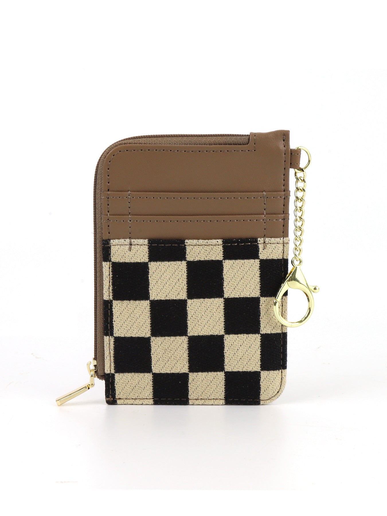 Retro Plaid Multi-Card Holder - Change Bag Wallet with Keychain for Cards, Coins & SIM -dropshippingabc.com