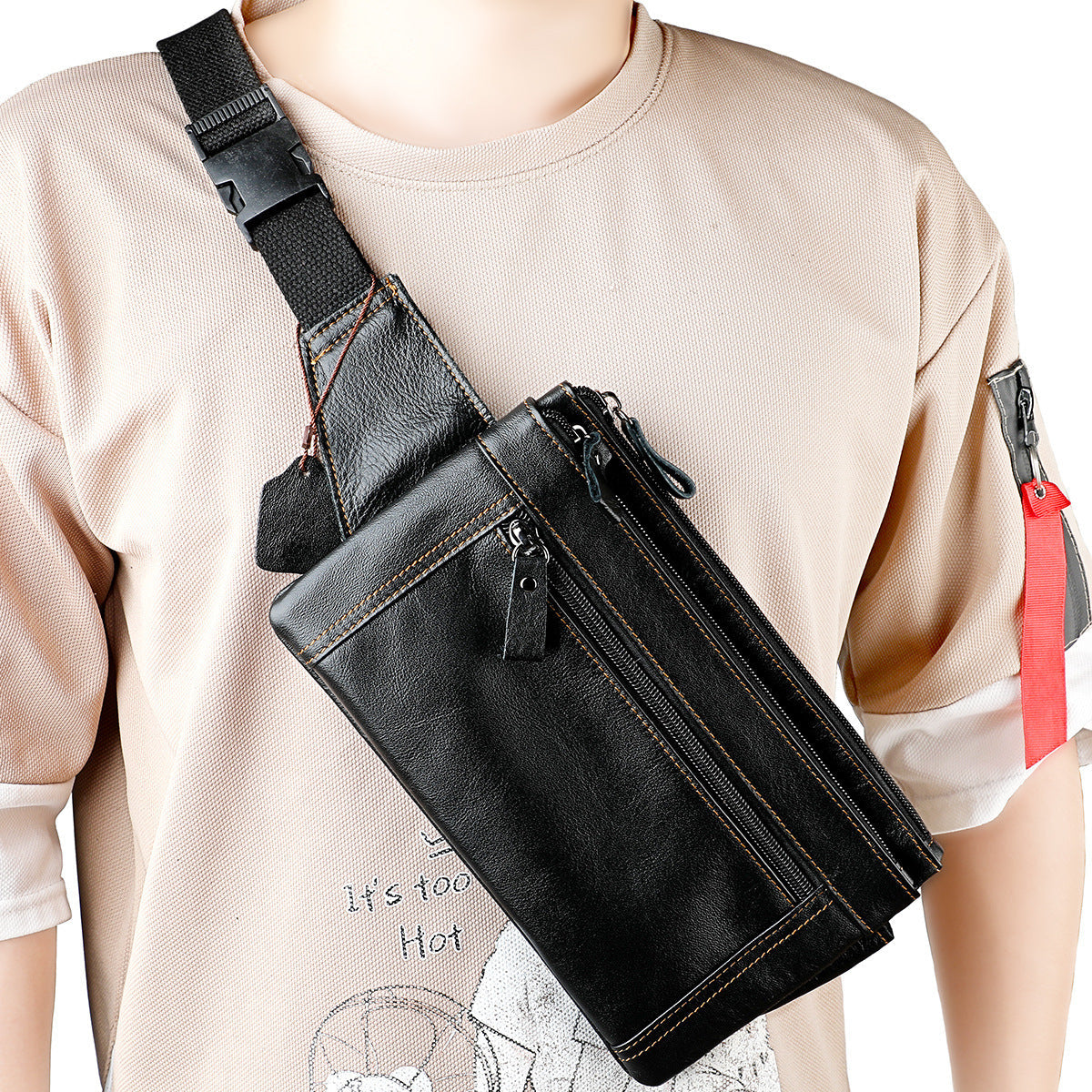 Multifunctional Genuine Leather Chest Bag & Waist Bag for Men and Women – Fanny Pack for Travel, Sports, Running, and Holidays with Multiple Pockets -dropshippingabc.com