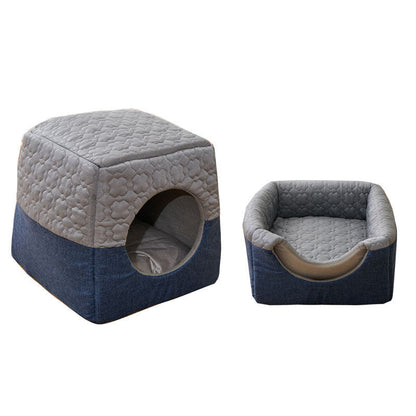 All-Season Semi-Enclosed Pet Bed - Warm Winter & Cool Summer Cat House for Small Dogs -dropshippingabc.com