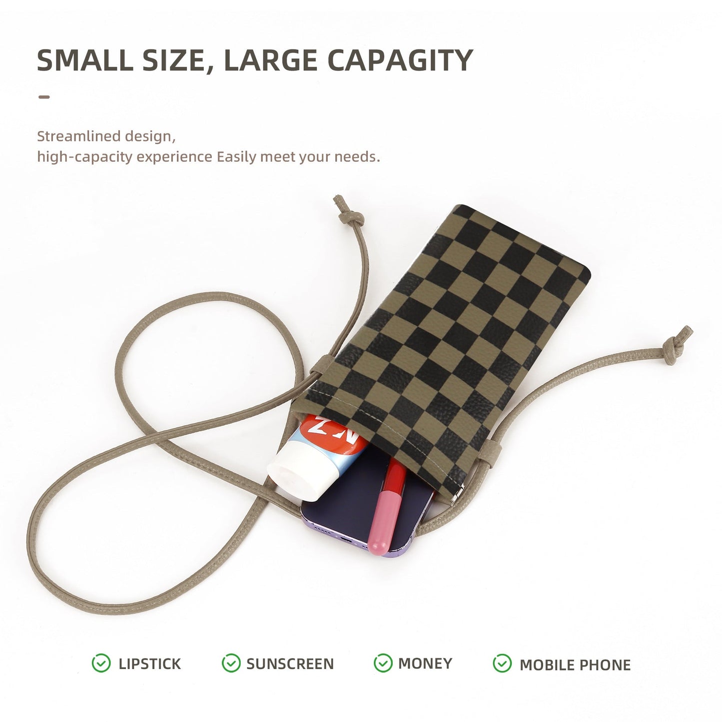 Vegan Leather Phone Crossbody Bag - Mini Mobile Phone Holder Pouch -dropshippingabc.com