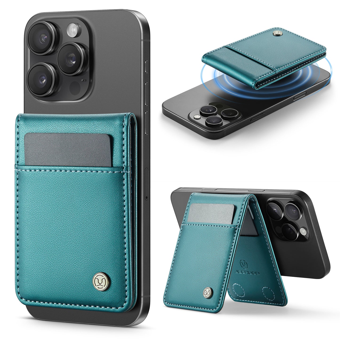 Magsafe ring magnetic card case  for iPhone17 card anti-theft brush 16/15/14/13 zipper change bag Wallet Magnetic Card Holder RFID Blocking, PU Leather Minimalist Phone Wallet Compatible with MagSafe Phones