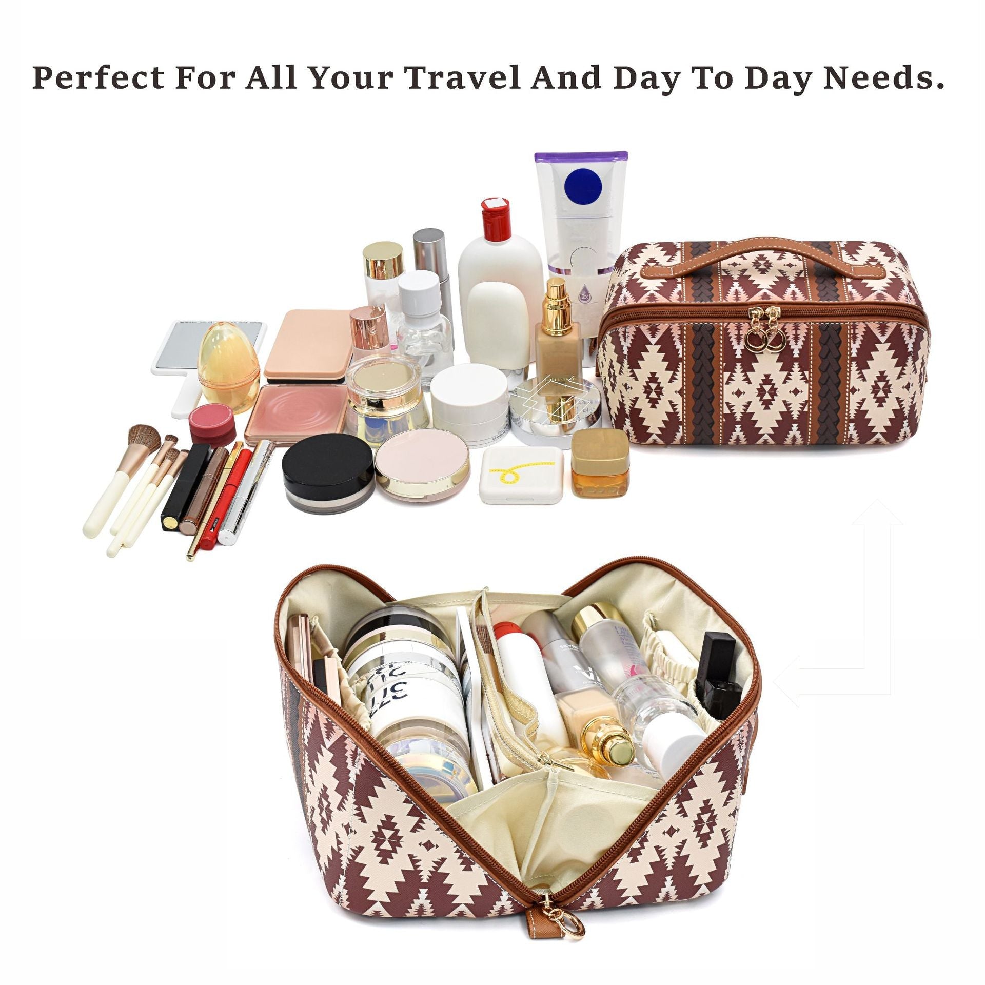 Bohemian Cloud Pillow Cosmetic Bag - Large Capacity PU Travel Makeup Organizer & Toilet Case -dropshippingabc.com