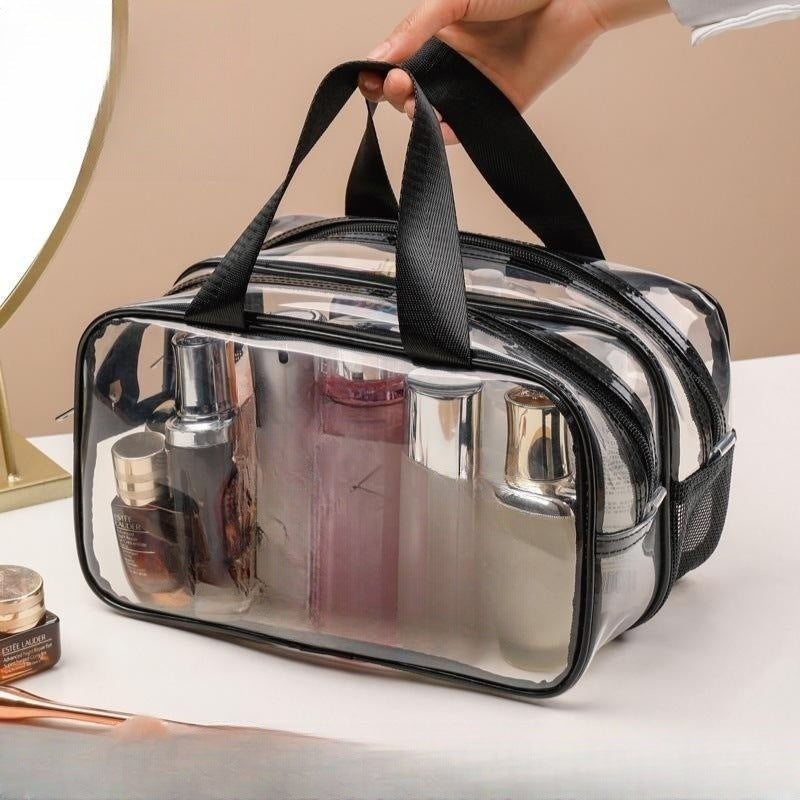 Transparent PVC Makeup Bag with Wet-Dry Separation - Double Layer Waterproof Travel Toiletry Organizer -dropshippingabc.com