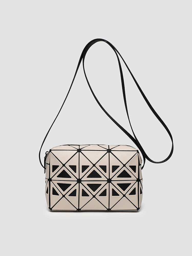 Fashion Small Square Box Crossbody Bag - Hollow Geometric Design Splicing Shoulder Bag, Commuter Small Square Purse -dropshippingabc.com