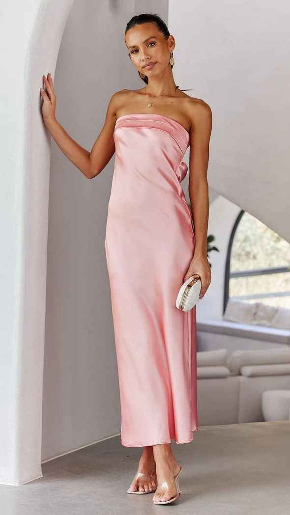 Satin Halter Backless Slit Midi Dress - Print High Neck Elastic Waist Wedding Guest Dress