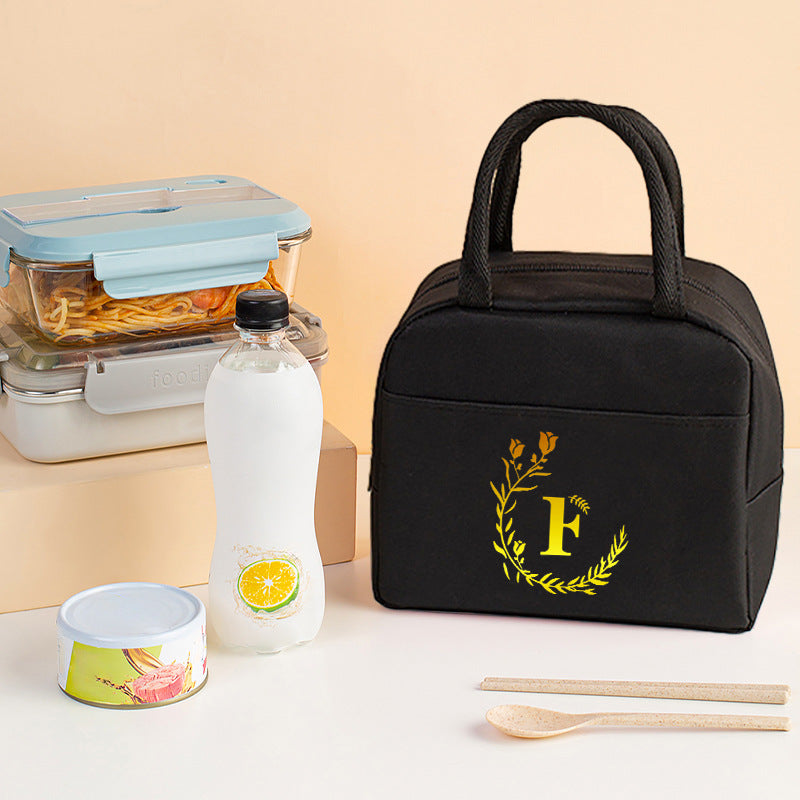 Letter Pattern Printed Thermal Insulation Bag - Lunch Box Tote with Aluminum Foil Ice Compartment -dropshippingabc.com