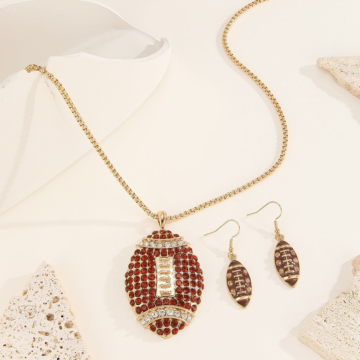 Rhinestone Football Rugby Earrings - Sparkling Sports Fan Dangle Earrings for Women Game Day Party -dropshippingabc.com