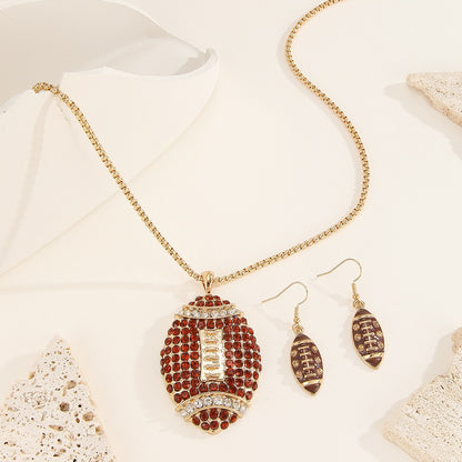 Rhinestone Football Rugby Earrings - Sparkling Sports Fan Dangle Earrings for Women Game Day Party -dropshippingabc.com