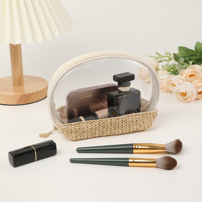 Straw Woven Makeup Bag - Small Waterproof Cosmetic Organizer for Travel & Portable Storage -dropshippingabc.com
