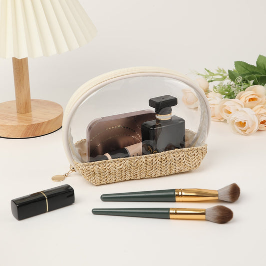 Straw Woven Makeup Bag - Small Waterproof Cosmetic Organizer for Travel & Portable Storage -dropshippingabc.com