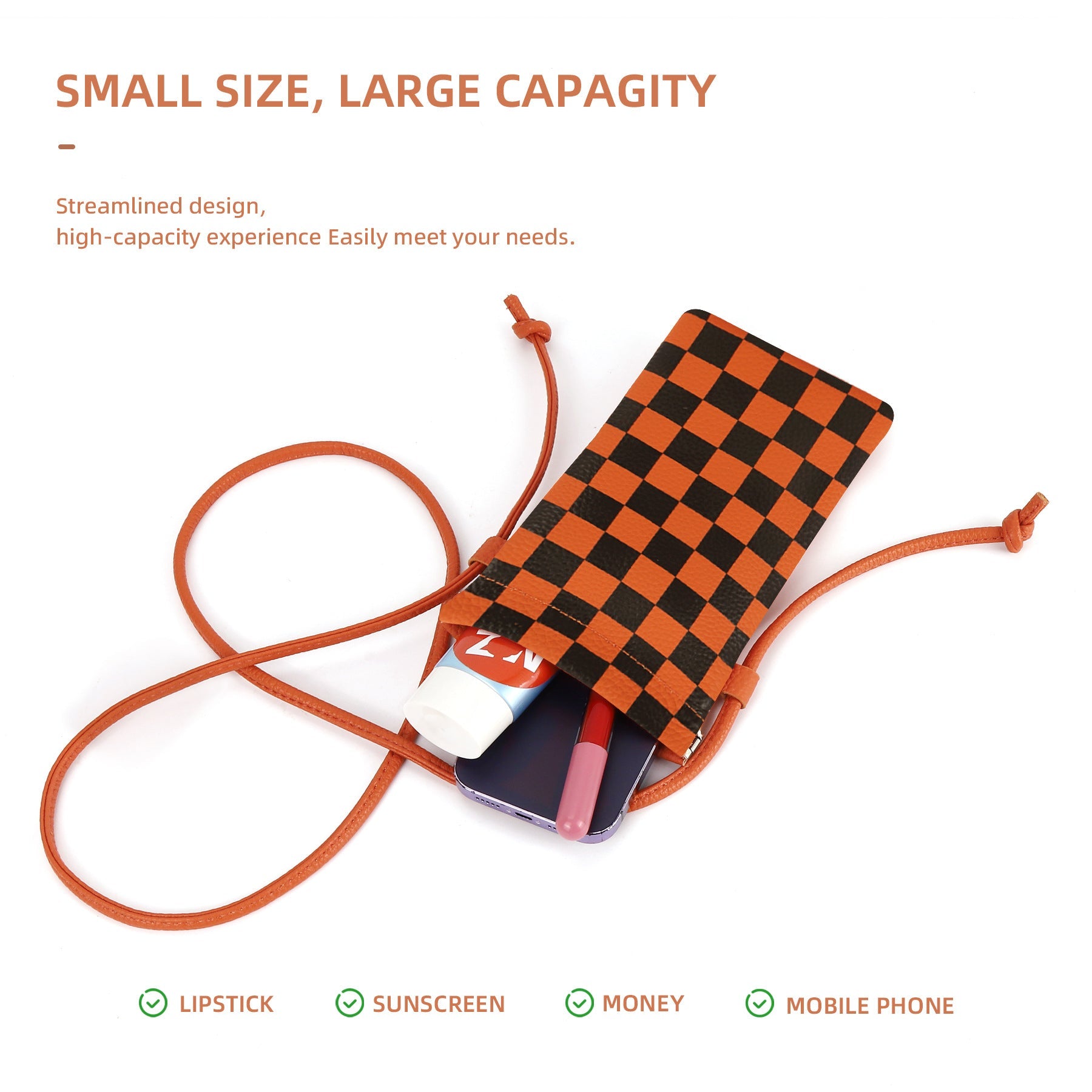 Vegan Leather Phone Crossbody Bag - Mini Mobile Phone Holder Pouch -dropshippingabc.com