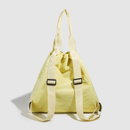 Yellow Drawstring Backpack Purse - Large Capacity Travel Backpack for Students, Lightweight Shoulder Handbag -dropshippingabc.com