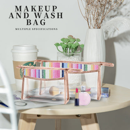 Straw & PVC Makeup Brush Bag - Transparent Lightweight Cosmetic Organizer for Portable Storage -dropshippingabc.com