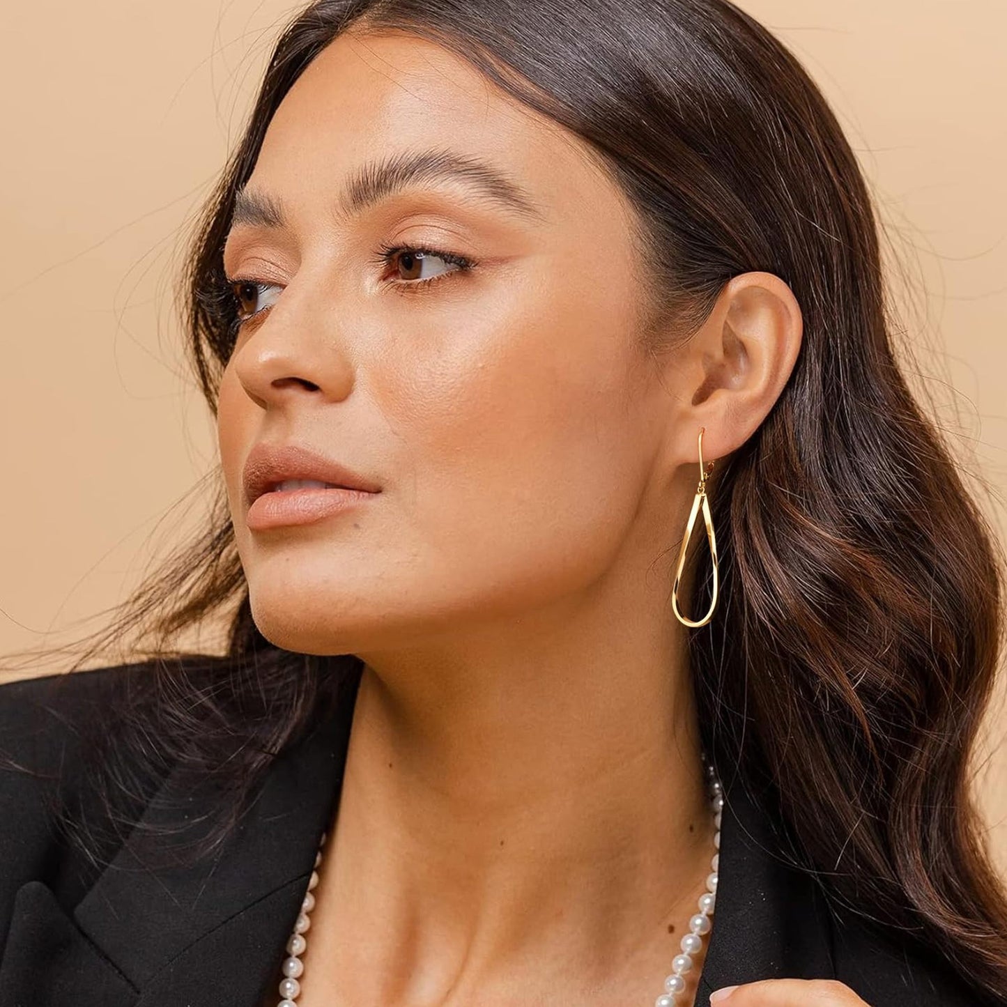 Gold  Earrings for Women Hypoallergenic Leverback Drop Dangle Earrings Trendy 14K Gold Plated Twisted Spiral Teardrop Rhombus Heart Dangle Earring for Women Dainty Fashion Jewelry Gifts -dropshippingabc.com