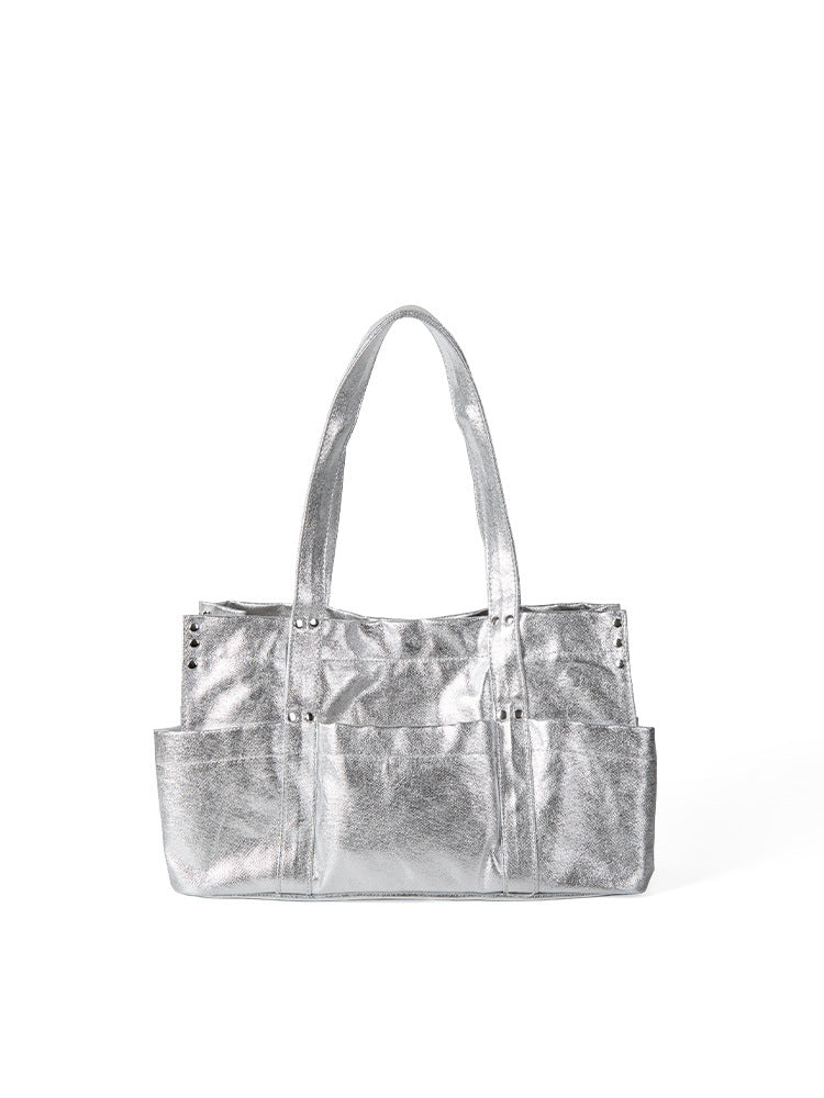 Stylish Metallic Hobo Tote Purse - Summer Design Large Capacity Multi-Compartment Shoulder Bag for Women -dropshippingabc.com