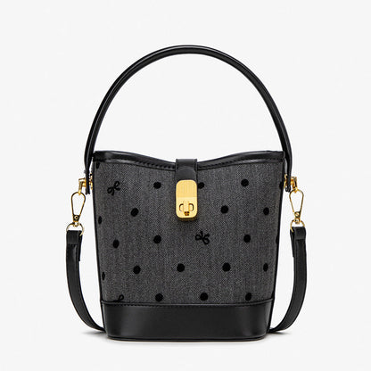 Small Casual Bucket Crossbody Bag - Washed Canvas Simple Handbag, Versatile Commuter Shoulder Tote -dropshippingabc.com