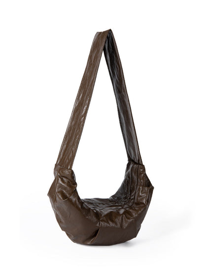 Soft Leather Croissant Bag for Women - Slouch Purse with Adjustable Crossbody Shoulder Strap, Simple Versatile Small Shoulder Bag -dropshippingabc.com