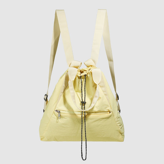 Yellow Drawstring Backpack Purse - Large Capacity Travel Backpack for Students, Lightweight Shoulder Handbag -dropshippingabc.com