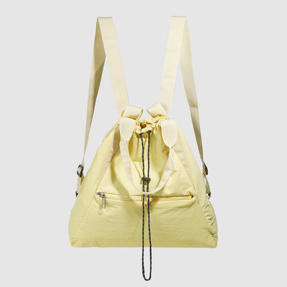 Yellow Drawstring Backpack Purse - Large Capacity Travel Backpack for Students, Lightweight Shoulder Handbag -dropshippingabc.com