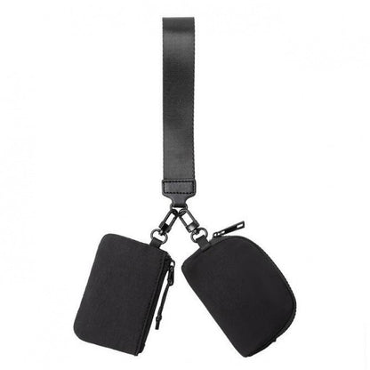 Waterproof Nylon ID Bag - Double Bag Multi-function Wristlet Wallet with Keychain for Women -dropshippingabc.com