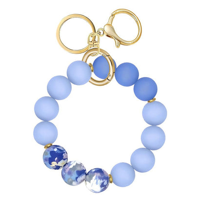 PU Tassel Keychain Women's Bag charm Silicone Beaded Keychain Wristlet Key Ring Bracelet Cute Car Key Chain Holder for Women Girls