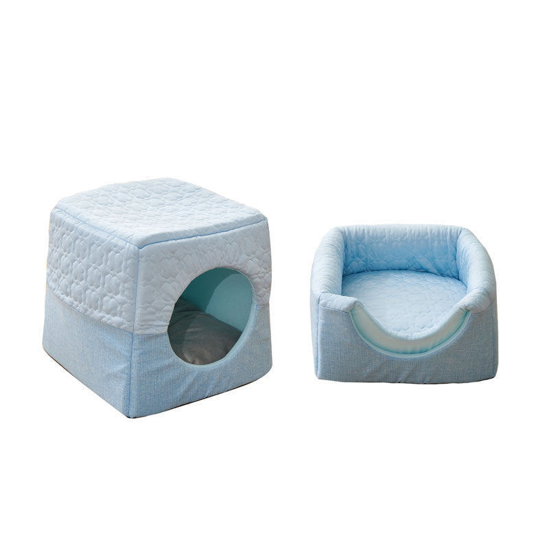 All-Season Semi-Enclosed Pet Bed - Warm Winter & Cool Summer Cat House for Small Dogs -dropshippingabc.com