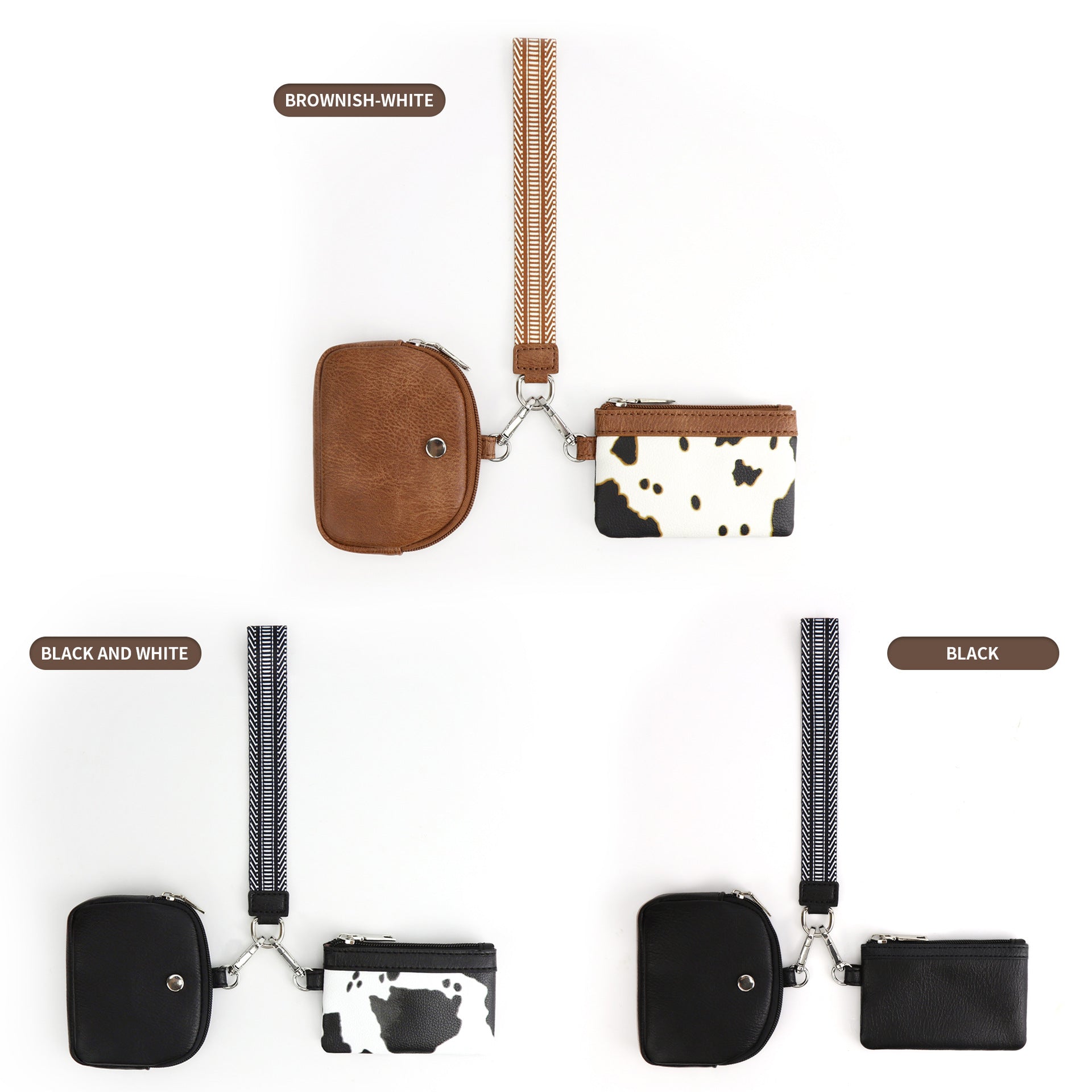 Checkerboard Wristlet Wallet for Women - Multifunctional Mini Zip Around Wrist Bag with Dual Pouch -dropshippingabc.com