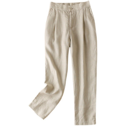 Women's Loose Linen Harem Pants - Baggy Straight Leg Thin Summer Pants -dropshippingabc.com