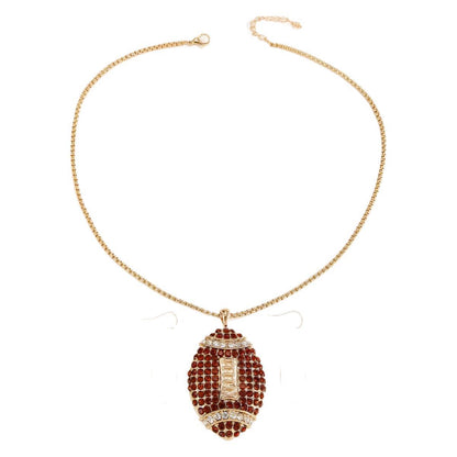 Rhinestone Football Rugby Earrings - Sparkling Sports Fan Dangle Earrings for Women Game Day Party -dropshippingabc.com