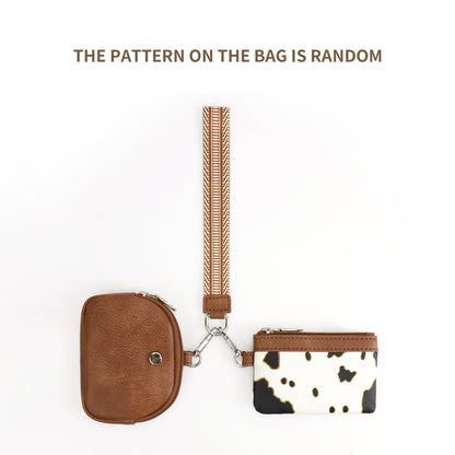 Checkerboard Wristlet Wallet for Women - Multifunctional Mini Zip Around Wrist Bag with Dual Pouch -dropshippingabc.com