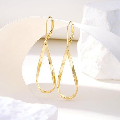 Gold Earrings for Women Hypoallergenic Leverback Drop Dangle Earrings Trendy 14K Gold Plated Twisted Spiral Teardrop Rhombus Heart Dangle Earring for Women Dainty Fashion Jewelry Gifts -dropshippingabc.com