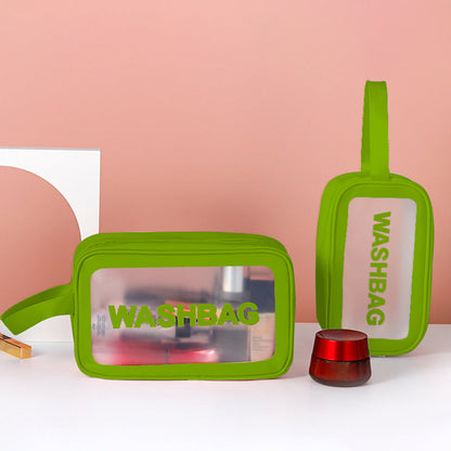 Frosted PU Three-Piece Toilet Bag - Large Capacity PVC Toiletries & Translucent Cosmetics Organizer -dropshippingabc.com