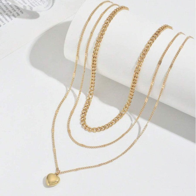 Gold Plated Layering Necklace Set for Women - 5-Piece Cuban, Snake, Paperclip, Rope & Twist Chain Collection -dropshippingabc.com