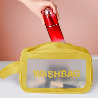 Frosted PU Three-Piece Toilet Bag - Large Capacity PVC Toiletries & Translucent Cosmetics Organizer -dropshippingabc.com