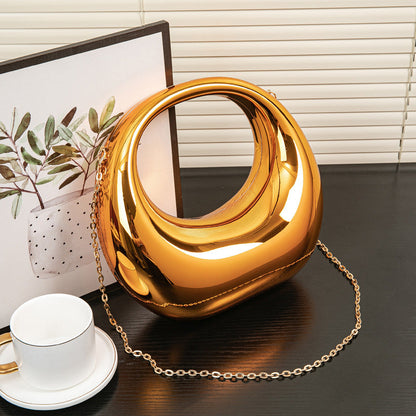 Acrylic Evening Clutch Purse - Gold & Silver Wedding Prom Bag with Chain, Stylish Makeup Clutch Box for Parties