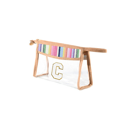 Straw & PVC Makeup Brush Bag - Transparent Lightweight Cosmetic Organizer for Portable Storage -dropshippingabc.com