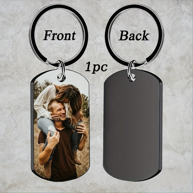 Stainless Steel Necklace Men and Women Personalized Custom Keychain with Pictures - Double Sided Engraving Photo Text Customized Key Chains for Men Boyfriend -dropshippingabc.com