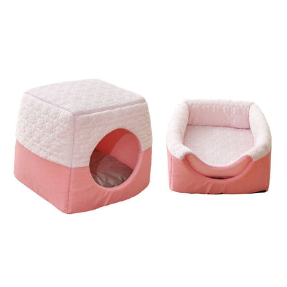 All-Season Semi-Enclosed Pet Bed - Warm Winter & Cool Summer Cat House for Small Dogs -dropshippingabc.com