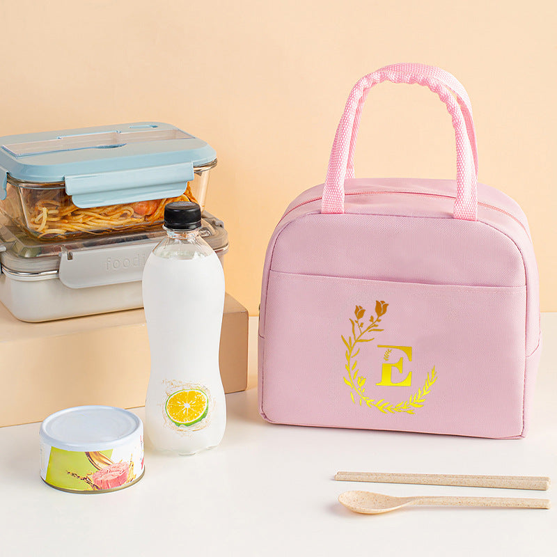 Letter Pattern Printed Thermal Insulation Bag - Lunch Box Tote with Aluminum Foil Ice Compartment -dropshippingabc.com