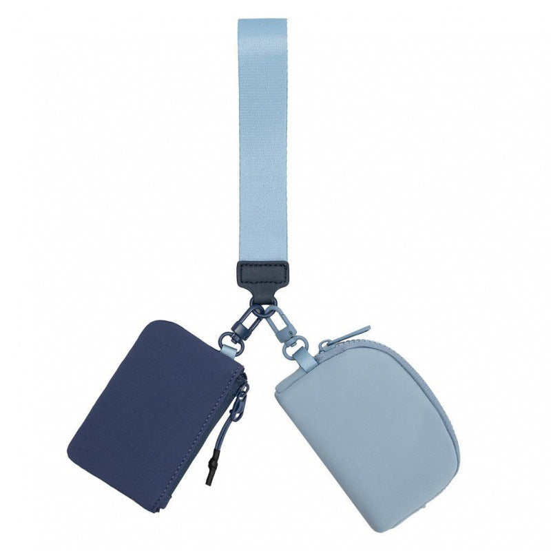 Waterproof Nylon ID Bag - Double Bag Multi-function Wristlet Wallet with Keychain for Women -dropshippingabc.com